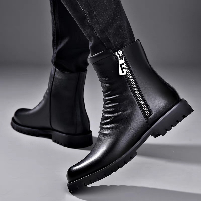 Talvised meeste kõrged Martini saapad, loomanahast, pehmed ja mugavad, vabaajasaapad, moodsed, küljelt lukuga, villast ja pehmest materjalist, pealt libisevad meeste saapad