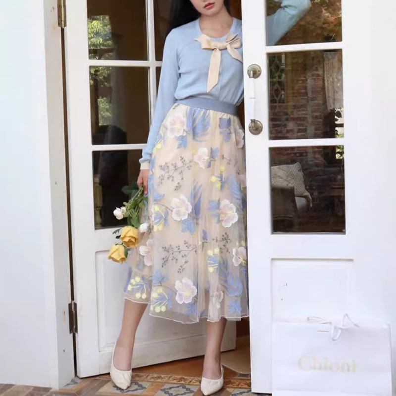 Dámska letná sukňa s potlačou celebrít, vysoko kvalitná, v tvare písmena A, stredne dlhá, lenivý štýl, kvetinový vzor, umelecký vysoký pás, chudnutie