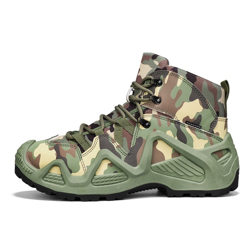 Sügis ja talv 2024. aasta Euroopa jaama kõrge säärega Martin paksu tallaga suurendatud lainelise servaga libisemiskindlad kamuflaažmustriga saapad pluss-suuruses meeste kingad