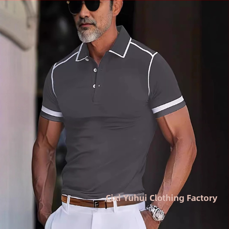 Pánsky polo top s farebnými blokmi, krátky letný, ležérny, nový, 2024