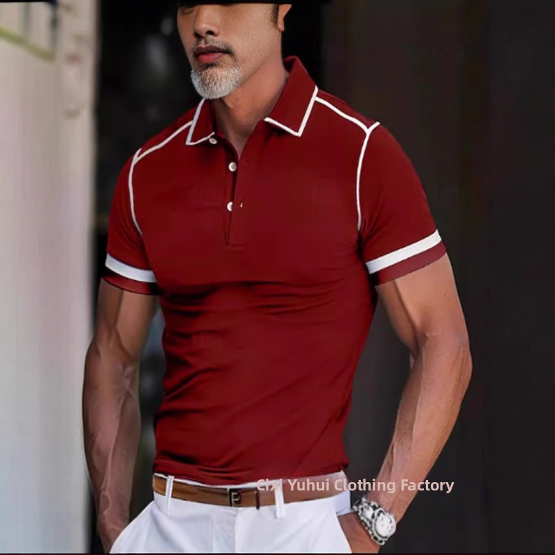 Pánsky polo top s farebnými blokmi, krátky letný, ležérny, nový, 2024