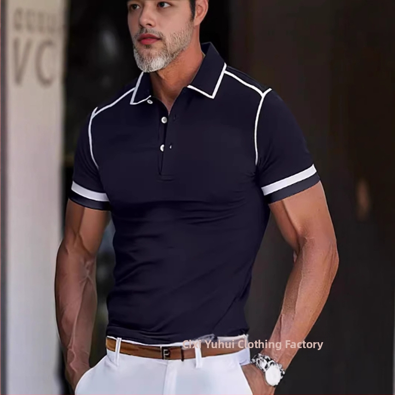 Pánsky polo top s farebnými blokmi, krátky letný, ležérny, nový, 2024