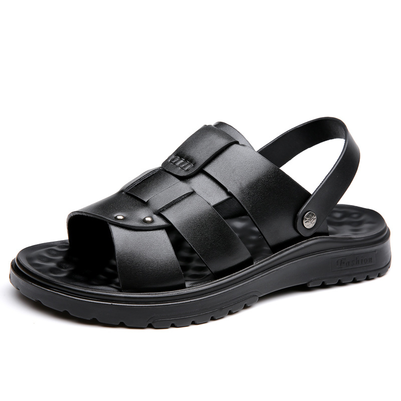 2024 Nové pánske kožené sandále, trendy, univerzálne, pohodlné, mäkké, detské, plážové topánky, veľká veľkosť, cezhraničná obuv