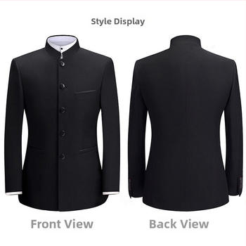 Luksuslik Zhongshani ülikond, meeste noorte pulmakleit, moebrändi õhuke hiina stiilis stand-kraega ülikond, hiina stiilis tangi ülikond