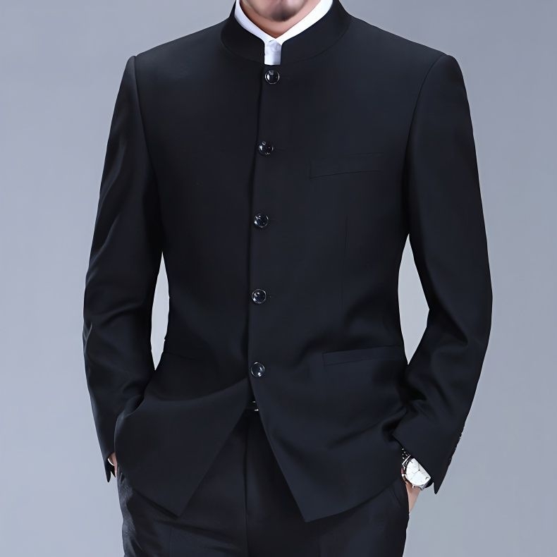 Luksuslik Zhongshani ülikond, meeste noorte pulmakleit, moebrändi õhuke hiina stiilis stand-kraega ülikond, hiina stiilis tangi ülikond