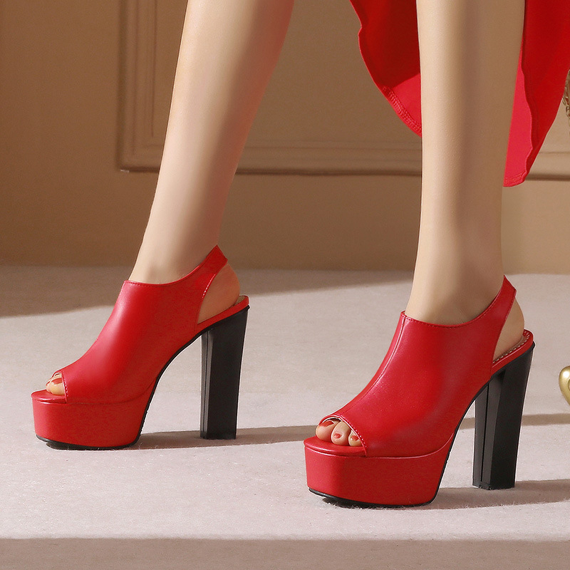 Dámske sandále s otvorenou špičkou na platforme s ultra vysokým podpätkom, európskym a americkým cezhraničným obchodom v plus size štýle, veľkosť 40-50, G142