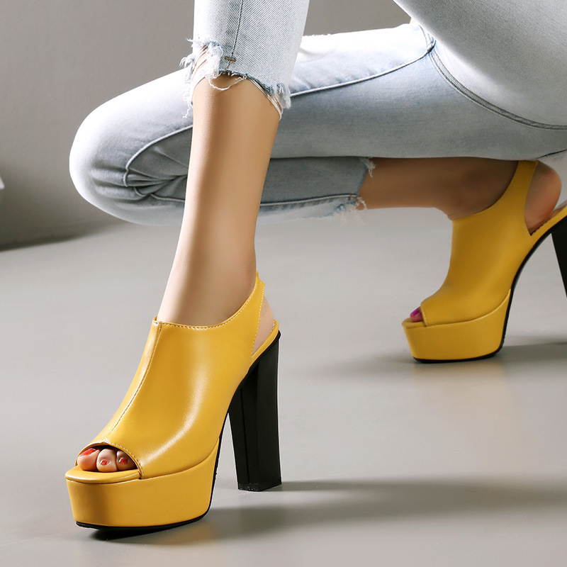 Dámske sandále s otvorenou špičkou na platforme s ultra vysokým podpätkom, európskym a americkým cezhraničným obchodom v plus size štýle, veľkosť 40-50, G142