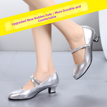 Palaikykite mišrios partijos Lotynų Amerikos šokių batelius, vieno diržo, šiuolaikinių šokių batelius, kvadratinius šokių batelius, guminius padus, moteriškus, plaukų kartos batelius