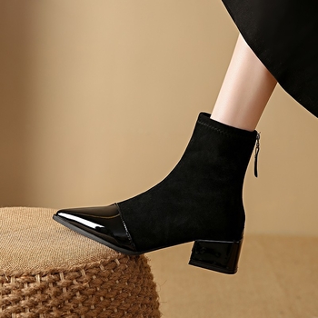 Χειμερινά μποτάκια με χοντρό τακούνι, μυτερό, λεπτό, πίσω, φερμουάρ, μικρά, εξωτερικού εμπορίου, μεγάλα μεγέθη, 2024, μοντέρνα μποτάκια Martins με μεσαίο τακούνι