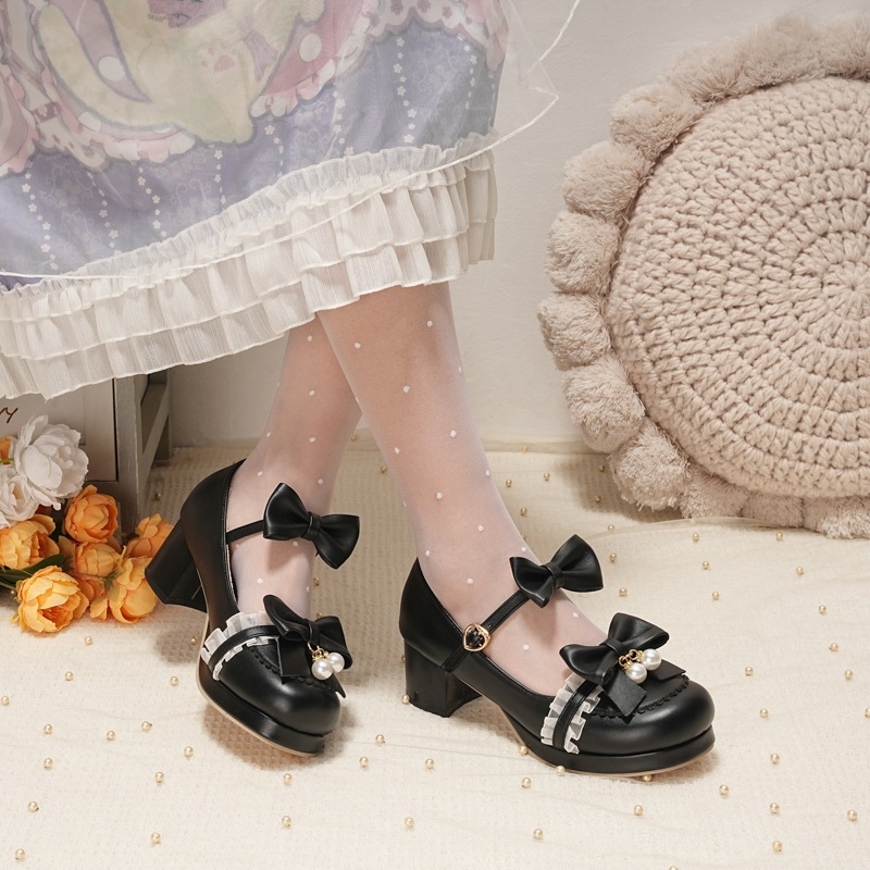 Ženske cipele za plus veličine 28-48, slatka mašna, debela peta, jednoslojne cipele, nove ženske proljetne i jesenske cipele s plitkom kopčom i srednjom petom