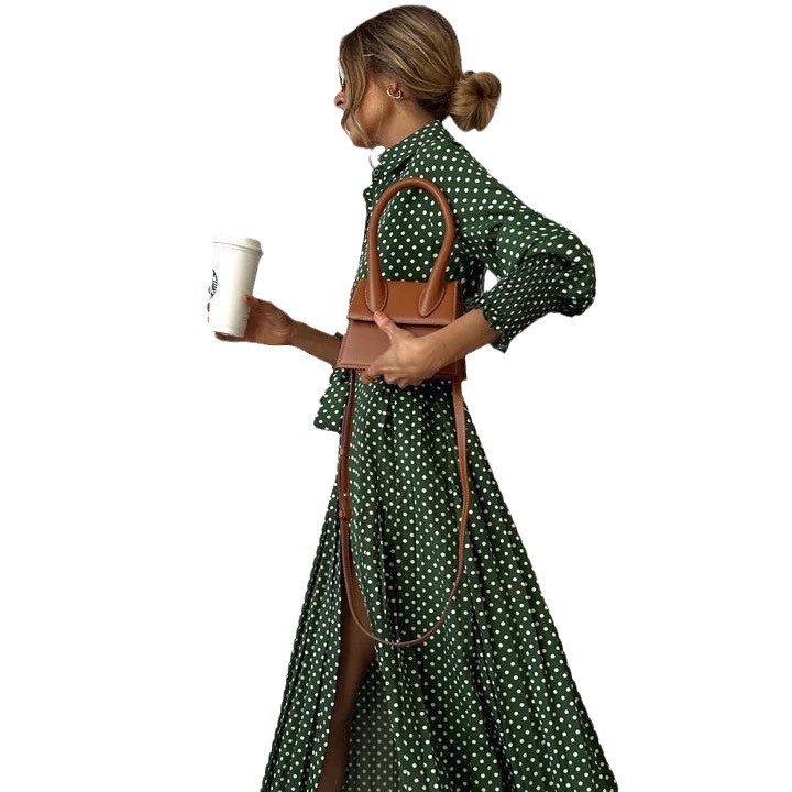 2024 în stoc Transfrontalier Amazon AliExpress Toamnă Agrement Rochie cu mânecă lungă, cu onduleuri lungi