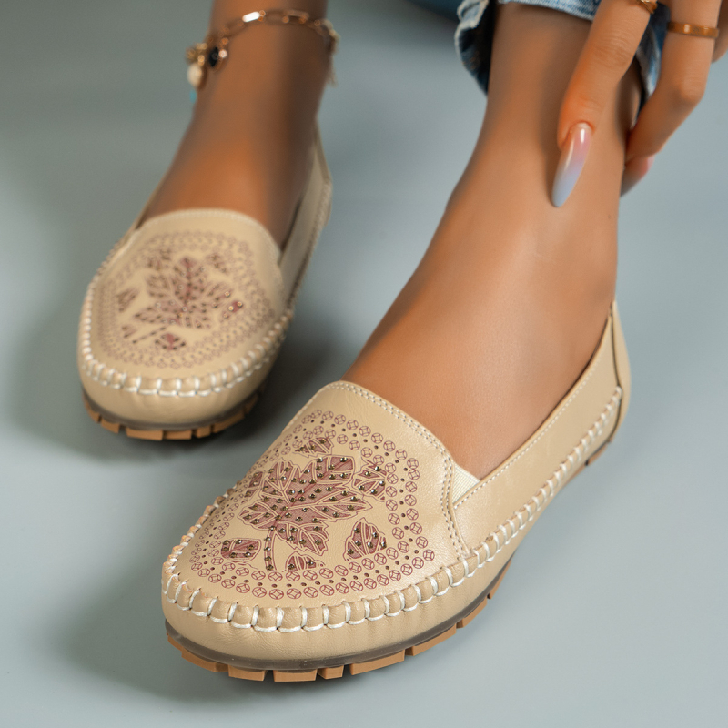 Mocasini de damă retro cu cusături laser pentru mărimi mari, stil britanic la modă, eleganți, confortabili și versatili