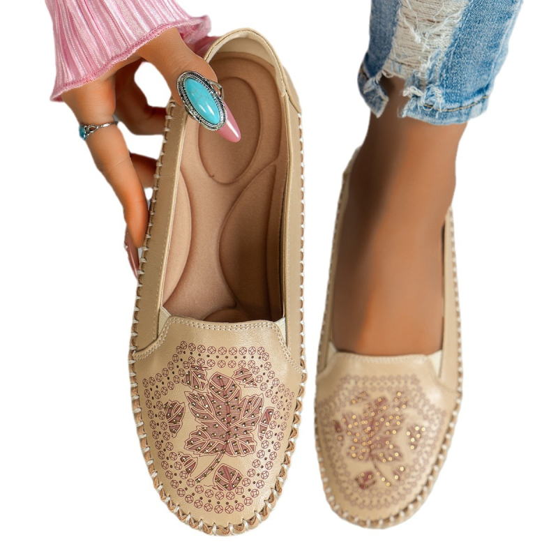 Mocasini de damă retro cu cusături laser pentru mărimi mari, stil britanic la modă, eleganți, confortabili și versatili