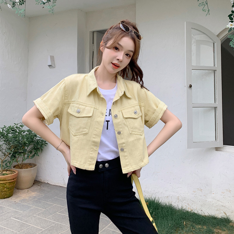 Femeii cămașă de vară cu mânecă scurtă și elegantă, stil casual, cu imprimeu floral, bluză scurtă