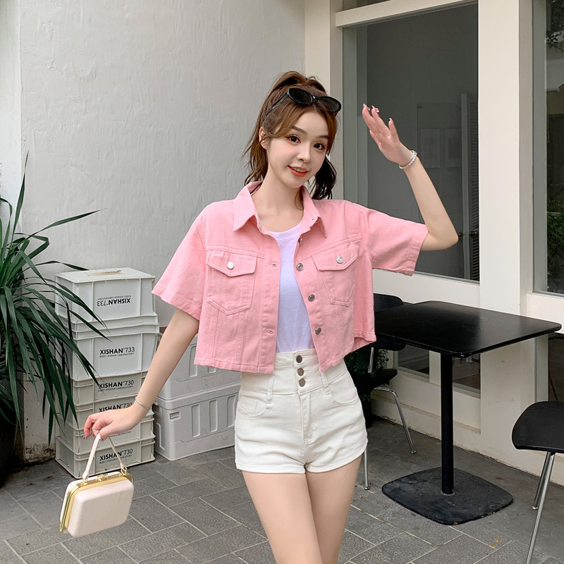 Femeii cămașă de vară cu mânecă scurtă și elegantă, stil casual, cu imprimeu floral, bluză scurtă