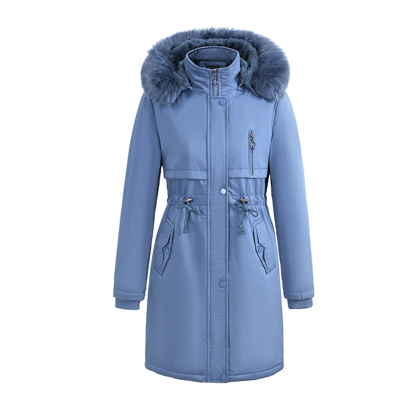 Új téli női pamuttal bélelt Parker lezser középhosszú koreai stílusú kabát meleg, laza, nagy gyapjúgallérral