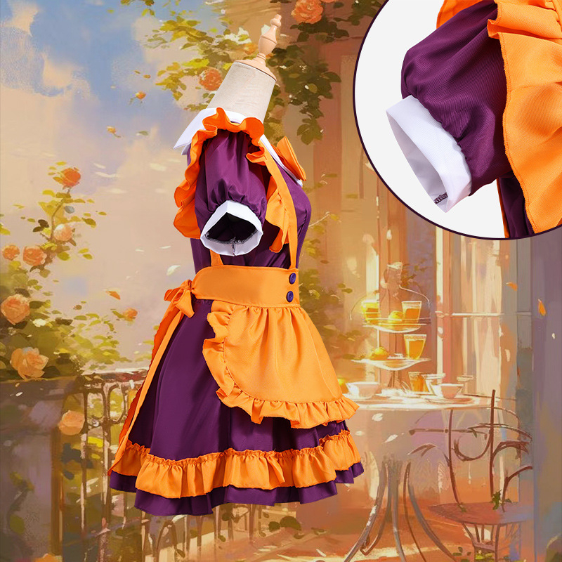 Хелоуински лилав костюм за прислужница, японски оранжев камбанка с пеперуда, костюм за Хелоуин на живо
