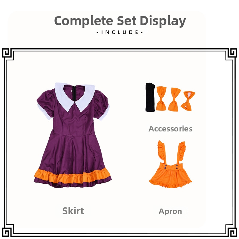 Хелоуински лилав костюм за прислужница, японски оранжев камбанка с пеперуда, костюм за Хелоуин на живо