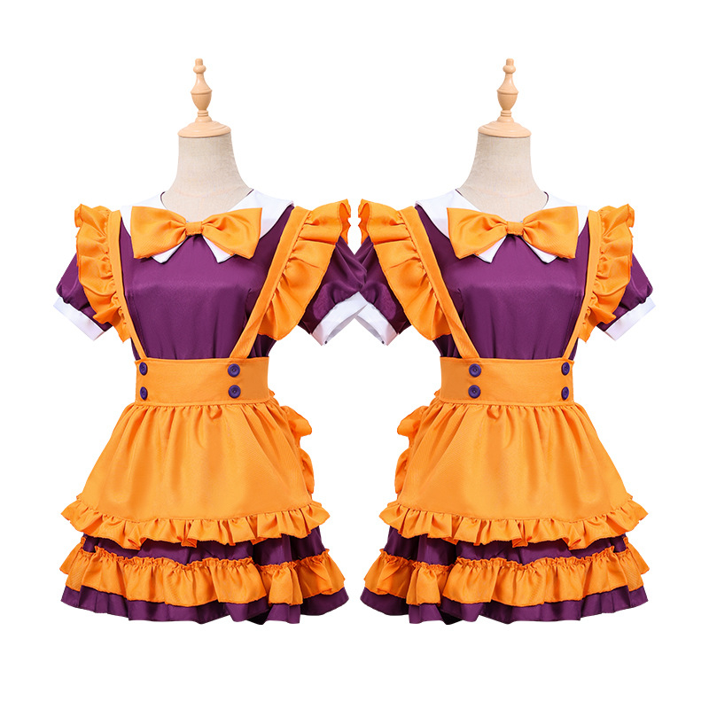Хелоуински лилав костюм за прислужница, японски оранжев камбанка с пеперуда, костюм за Хелоуин на живо