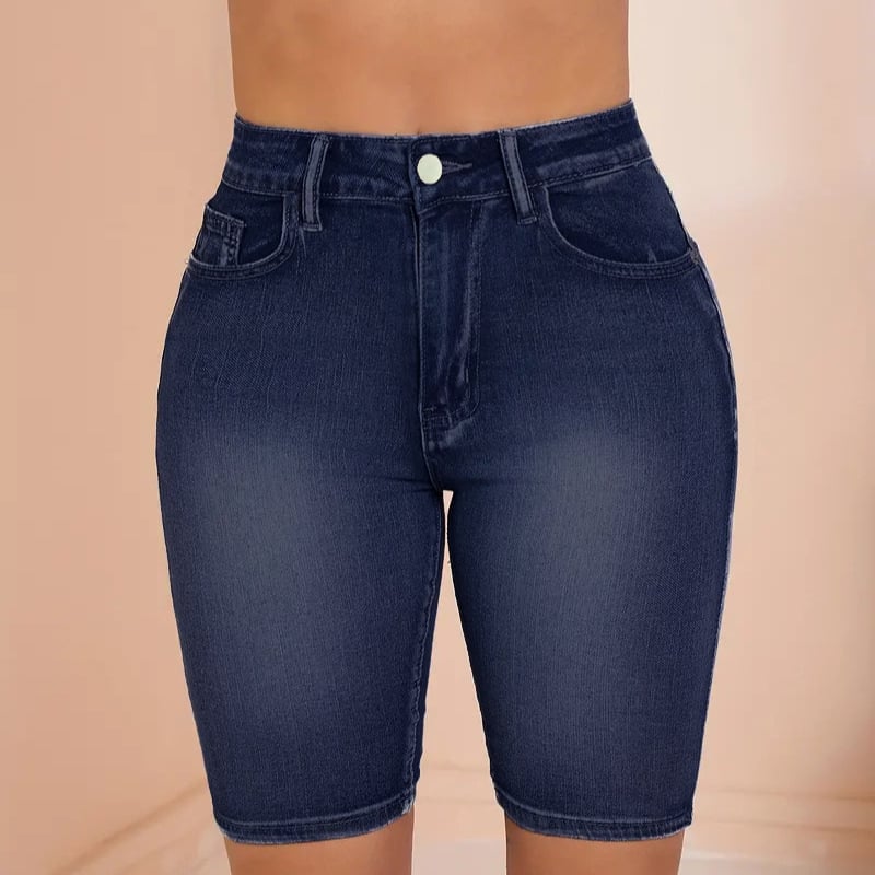 Европейски и американски Amazon Cross-Border Stretchy Slim-Fit Fashion Plus-Size Denim Short, Loose Casual Versatile European and American Trend