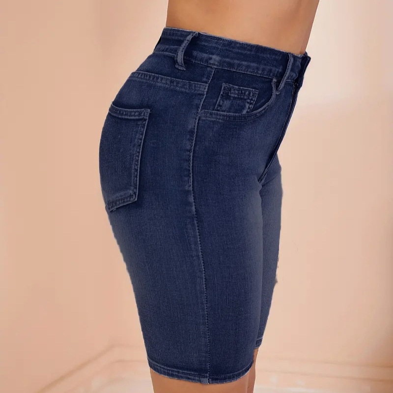 Eiropas un Amerikas Amazon pārrobežu elastīgie, pieguļošie, modes lielizmēra džinsa šorti, brīvi ikdienas, daudzpusīgi Eiropas un Amerikas tendences