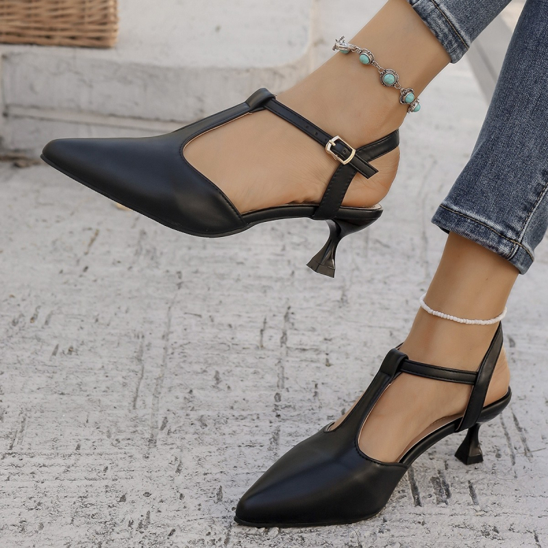 Sandale Baotou pentru femei, stil coreean, cu vârf ascuțit, mărime mare, cu o singură cataramă, pentru primăvară și vară 2025