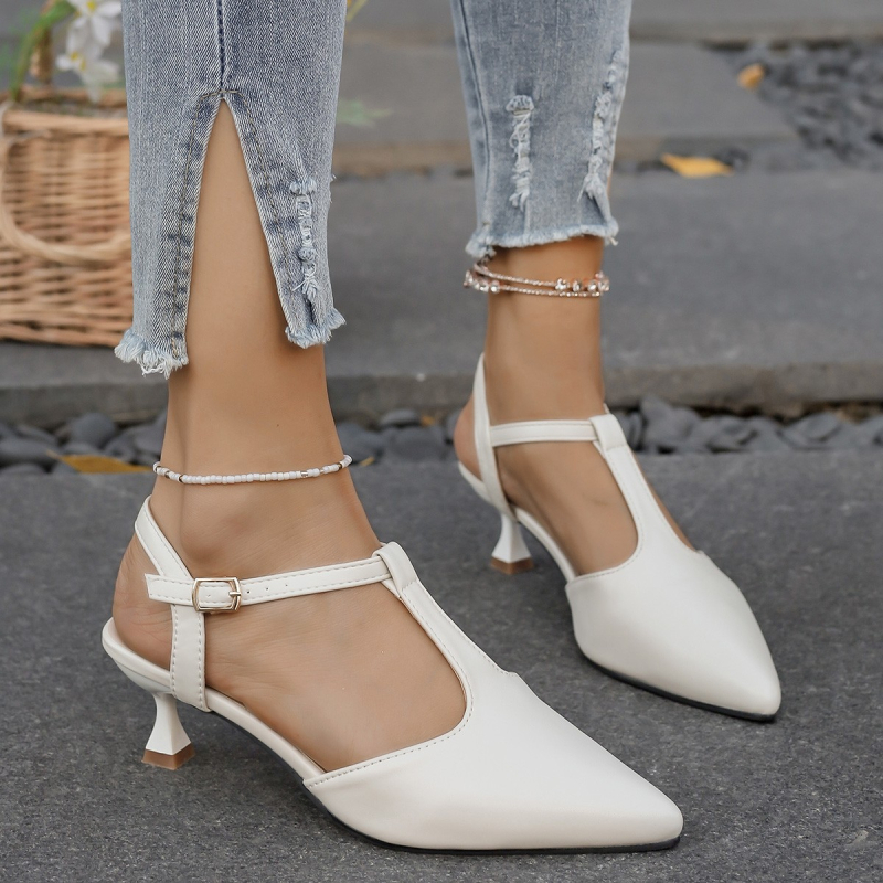 Sandale Baotou pentru femei, stil coreean, cu vârf ascuțit, mărime mare, cu o singură cataramă, pentru primăvară și vară 2025