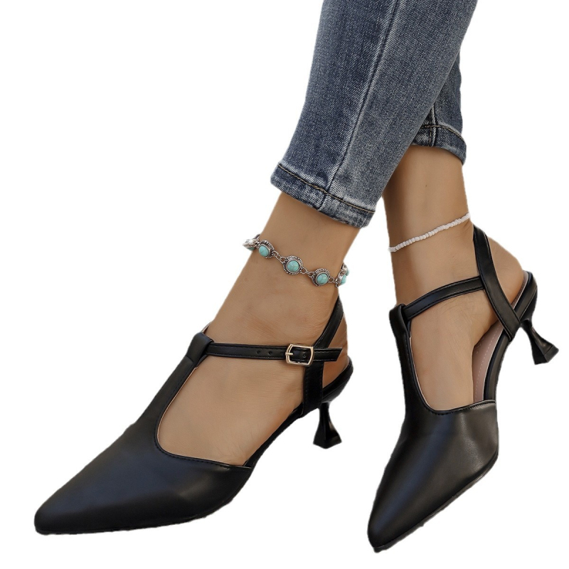 Sandale Baotou pentru femei, stil coreean, cu vârf ascuțit, mărime mare, cu o singură cataramă, pentru primăvară și vară 2025