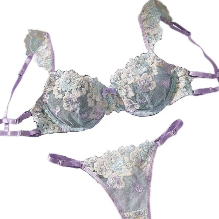 Seksīgi sprādzieni ar mazām, lidojošām piedurknēm, ziedu izšuvumiem, kontrastējoša krāsa, ērts, dobs, plāns kauss, sieviešu seksīgs apakšveļas kostīms Eiropā un Amerikā