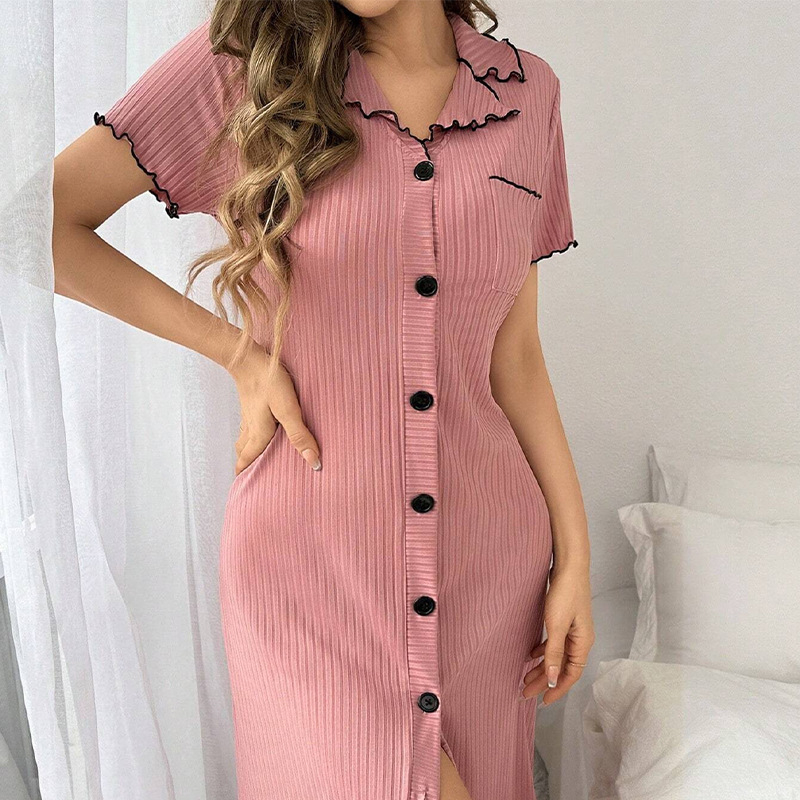 Amazon Európa és az Egyesült Államok határokon átnyúló nyári új szexi kardigán gombos rövid ujjú ruha hálóing otthoni női pizsama