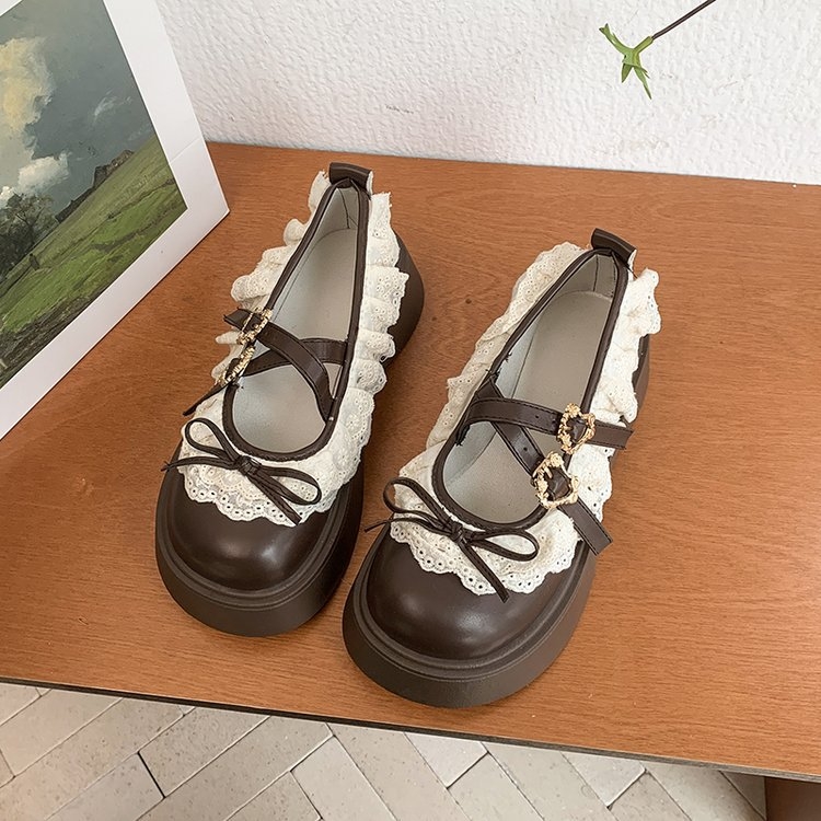 Internete išgarsėję prancūziški kaspino nėrinių Marijos bateliai moterims 2025 m. pavasario nauji storapadiai mokasinai JK maži odiniai bateliai