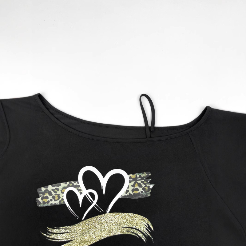 OD-028TEMU Amazon plus izmēra personības modes modes sieviešu leoparda mīlestības fliteru džemperis sievietēm