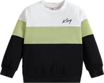 Топ с обло деколте за момче, нов стил плетиво, цветно блокиран, ежедневен, многофункционален, топъл и устойчив на UV лъчи