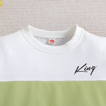 Топ с обло деколте за момче, нов стил плетиво, цветно блокиран, ежедневен, многофункционален, топъл и устойчив на UV лъчи