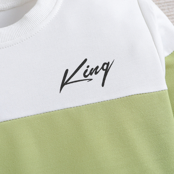 Топ с обло деколте за момче, нов стил плетиво, цветно блокиран, ежедневен, многофункционален, топъл и устойчив на UV лъчи