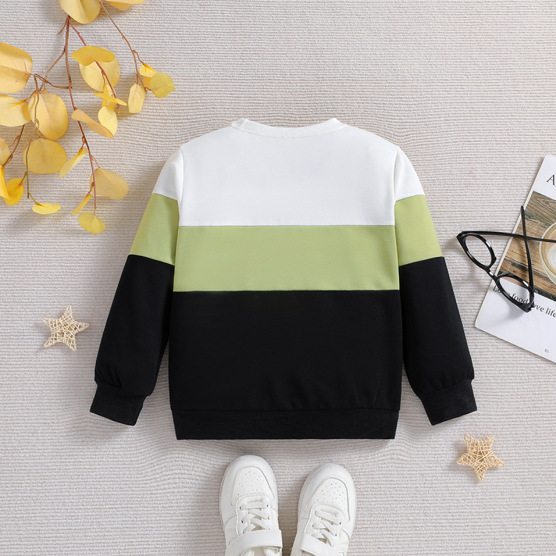 Топ с обло деколте за момче, нов стил плетиво, цветно блокиран, ежедневен, многофункционален, топъл и устойчив на UV лъчи