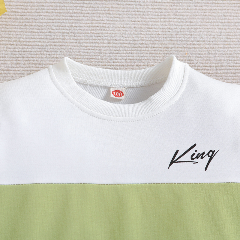 Топ с обло деколте за момче, нов стил плетиво, цветно блокиран, ежедневен, многофункционален, топъл и устойчив на UV лъчи