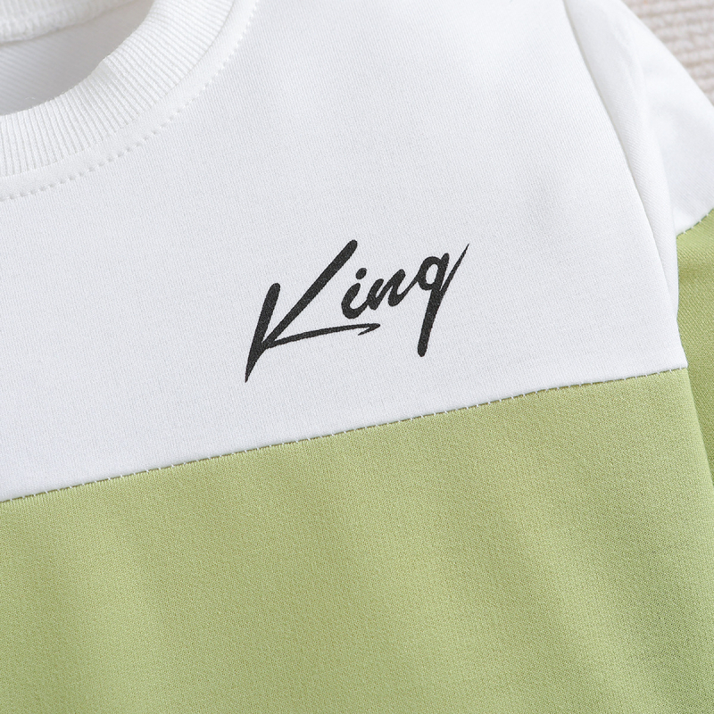 Топ с обло деколте за момче, нов стил плетиво, цветно блокиран, ежедневен, многофункционален, топъл и устойчив на UV лъчи