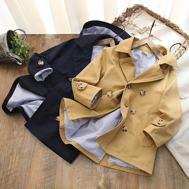 Παιδικό αντιανεμικό μπουφάν για αγόρια, σταυρωτό κορεάτικο παλτό, αντιανεμικό μεσαίου μήκους, άνοιξη και φθινόπωρο 2024