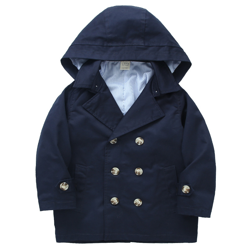 Παιδικό αντιανεμικό μπουφάν για αγόρια, σταυρωτό κορεάτικο παλτό, αντιανεμικό μεσαίου μήκους, άνοιξη και φθινόπωρο 2024