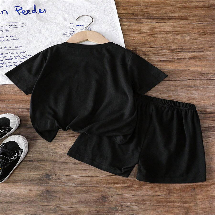 2025. aasta piiriülene Euroopa ja Ameerika suvine laste lühikeste varrukatega ülikond, puhtast puuvillast T-särk, meeste ja naiste aaretega õhuke trükitud kaheosaline komplekt