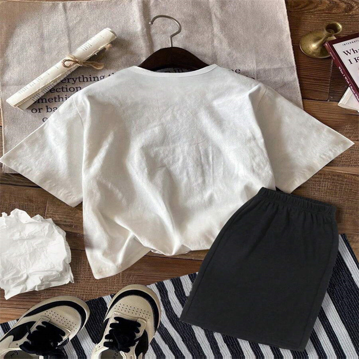 2025. aasta piiriülene Euroopa ja Ameerika suvine laste lühikeste varrukatega ülikond, puhtast puuvillast T-särk, meeste ja naiste aaretega õhuke trükitud kaheosaline komplekt