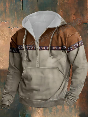 Мъжко облекло в западен етнически стил, ежедневно мъжко облекло, суитшърт с цип и дълъг ръкав