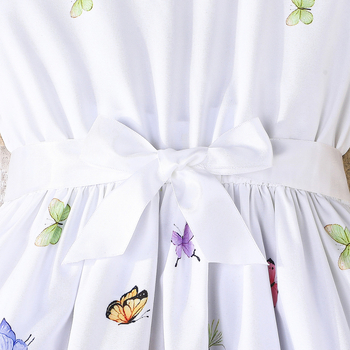 Διασυνοριακό φόρεμα με μανίκια φαναριού και μοτίβο λουλουδιών για κορίτσια, καλοκαίρι 2025, κομψή ζώνη με φούστα πριγκίπισσας