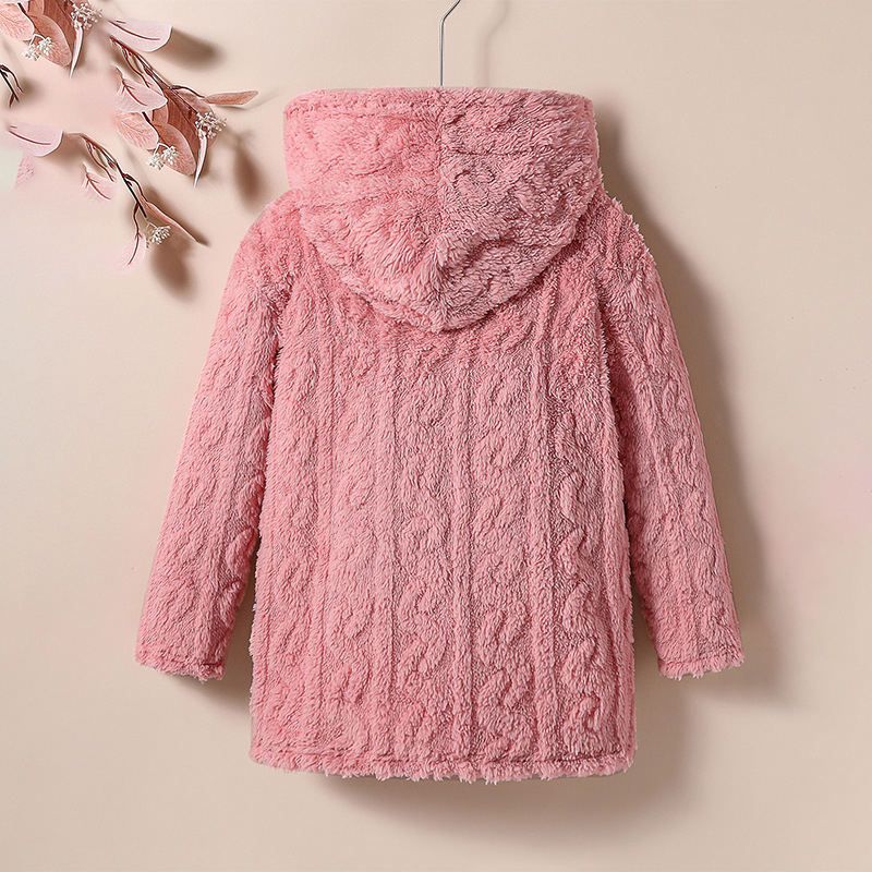 Zimski flanelski plišani kaput s kapuljačom i medvjedićem za djevojčice, topla odjeća za spavanje od koraljnog flisa za stariju djecu, zadebljana i topla