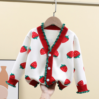 Βασικό πουκάμισο για κορίτσια Άνοιξη και Φθινόπωρο Μικρό και Μεσαίο Παιδικό Πλεκτό Ζακέτα Western στυλ Μικρό Παλτό Ολόσωμο Πουλόβερ με επένδυση φλις και ασορτί ύφασμα