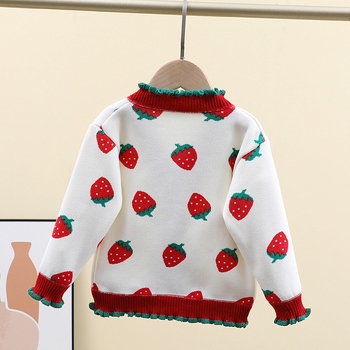 Βασικό πουκάμισο για κορίτσια Άνοιξη και Φθινόπωρο Μικρό και Μεσαίο Παιδικό Πλεκτό Ζακέτα Western στυλ Μικρό Παλτό Ολόσωμο Πουλόβερ με επένδυση φλις και ασορτί ύφασμα