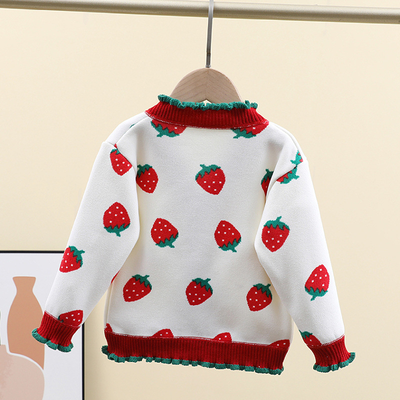 Βασικό πουκάμισο για κορίτσια Άνοιξη και Φθινόπωρο Μικρό και Μεσαίο Παιδικό Πλεκτό Ζακέτα Western στυλ Μικρό Παλτό Ολόσωμο Πουλόβερ με επένδυση φλις και ασορτί ύφασμα