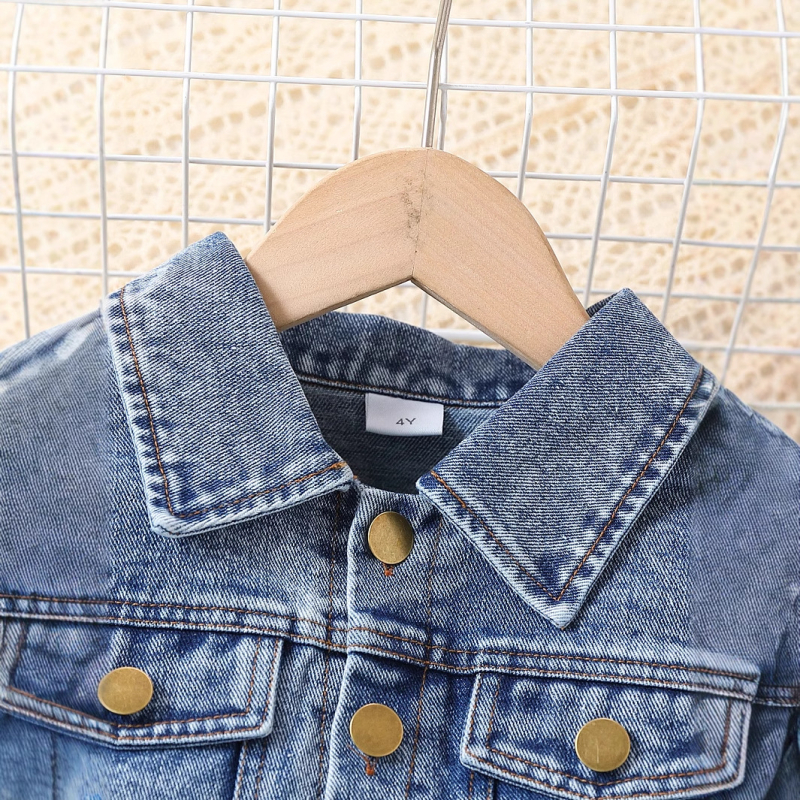 Ευρωπαϊκό και Αμερικανικό Φθινόπωρο και Χειμώνας, Νέο Μονόχρωμο Τζιν Μπουφάν με Μακρυμάνικο Στήθος, Σετ Τριών Τεμαχίων, Μονόχρωμο, Πλισέ Φούστα με Καμιζόλα