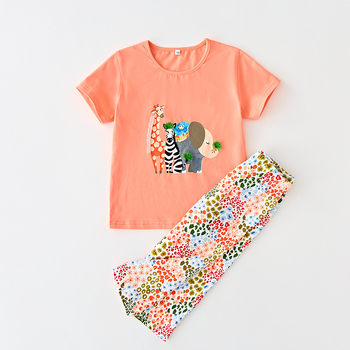 Uus tüdrukute kevadkostüüm, Euroopa ja Ameerika multifilmidega trükitud pluus, laste lühikeste varrukatega Euroopa ja Ameerika multifilmidega lasteriided hulgimüügist